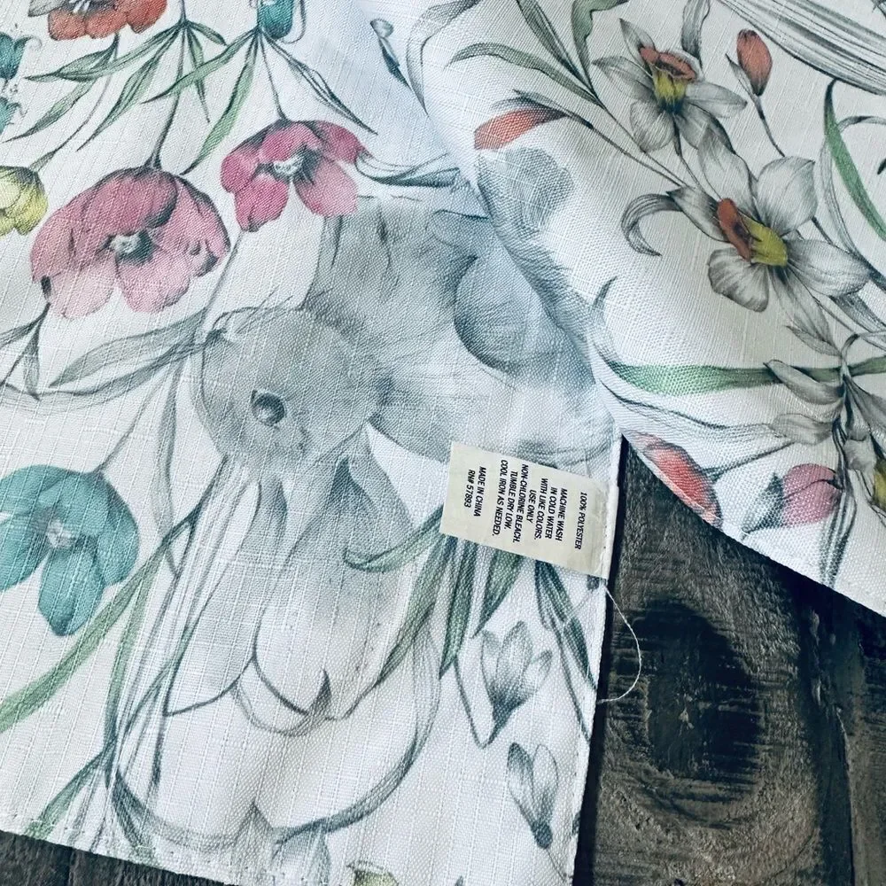 Easter Bunny Spring Floral Botanical Table Runner